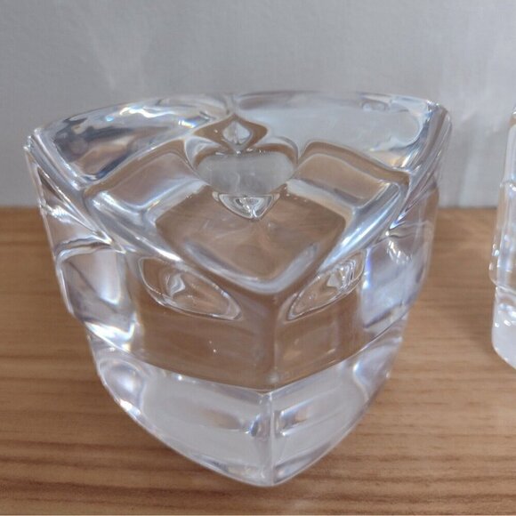 Set Of Orrefors Sweden Crystal Clear Glass Taper Candle Holders Geometric Cubes - Picture 6 of 13